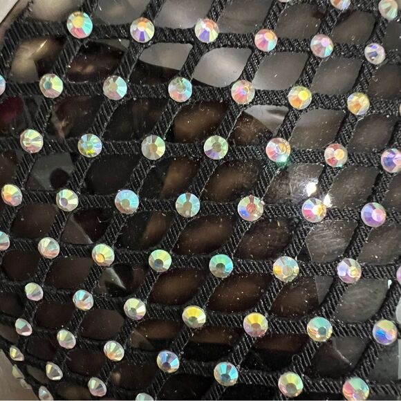 So me rhinestone black netted mule heels with clear chunky block heel sz 7 NWT - Picture 9 of 9